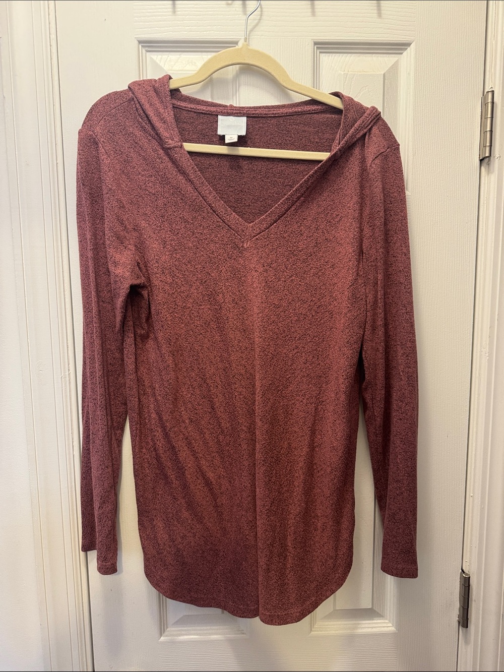 Cozy Hooded V-Neck Tunic - Dusty Rose